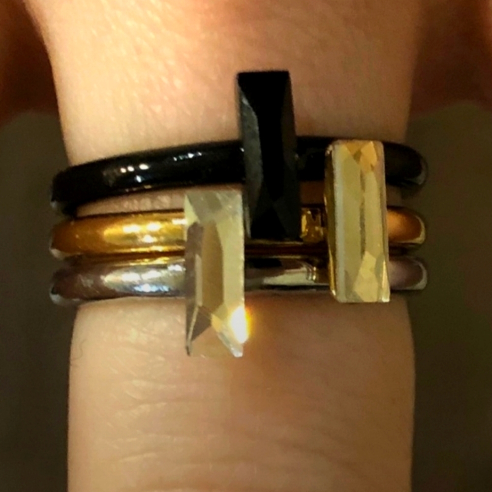 Swarovski tri color stack rings